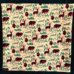 Throw envelope pillow with wildlife flannel fabric